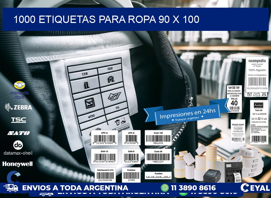 1000 ETIQUETAS PARA ROPA 90 x 100