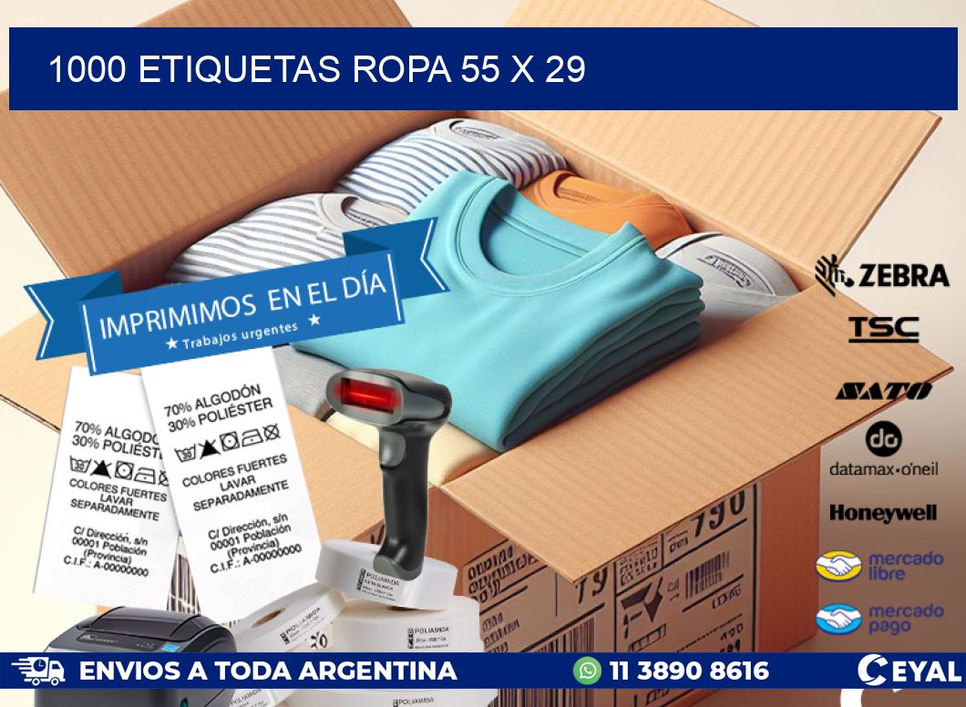 1000 ETIQUETAS ROPA 55 x 29