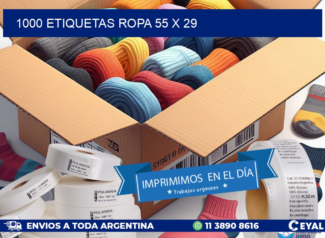 1000 ETIQUETAS ROPA 55 x 29