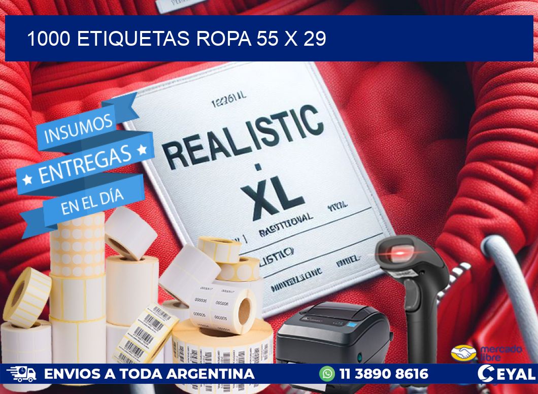 1000 ETIQUETAS ROPA 55 x 29