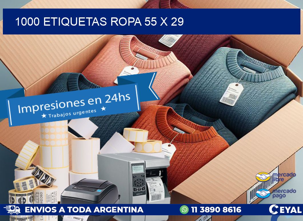 1000 ETIQUETAS ROPA 55 x 29