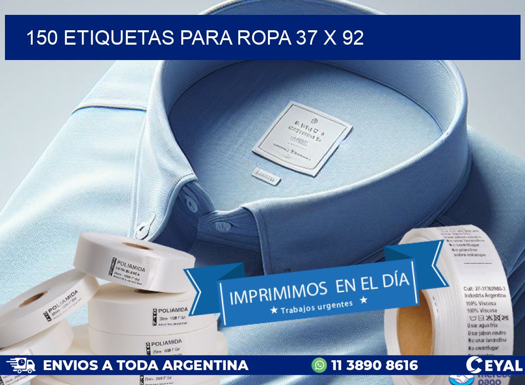 150 ETIQUETAS PARA ROPA 37 x 92