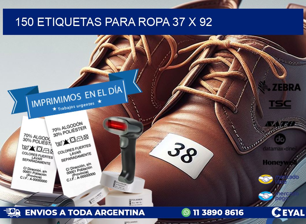 150 ETIQUETAS PARA ROPA 37 x 92