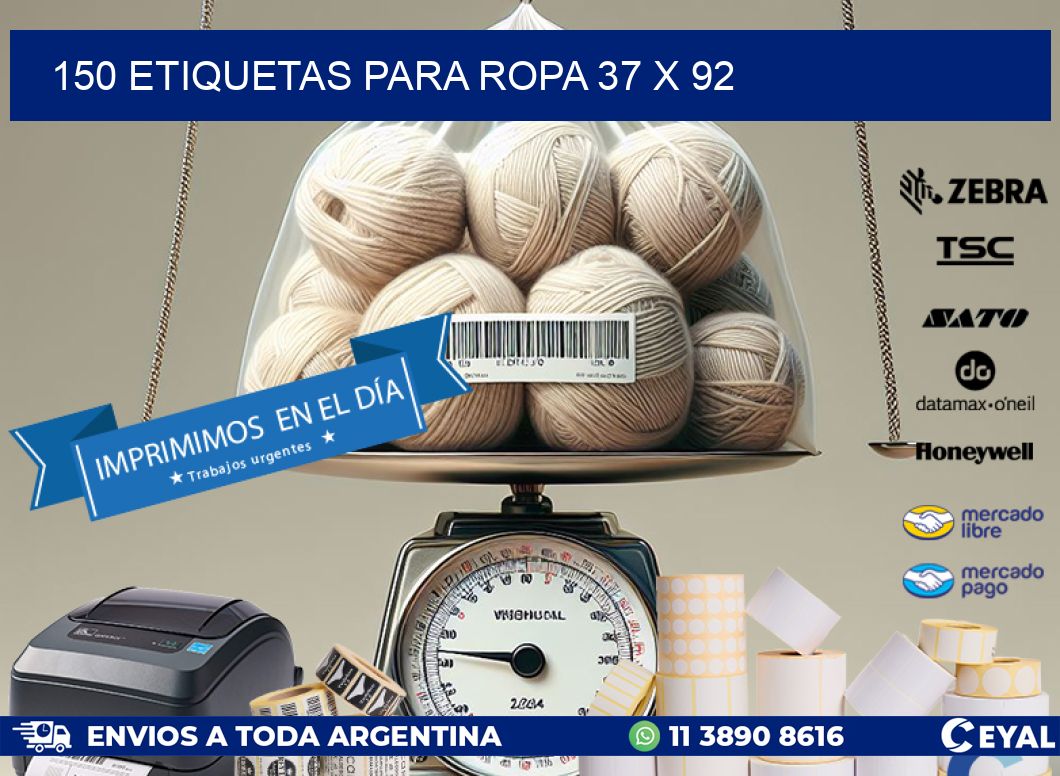 150 ETIQUETAS PARA ROPA 37 x 92
