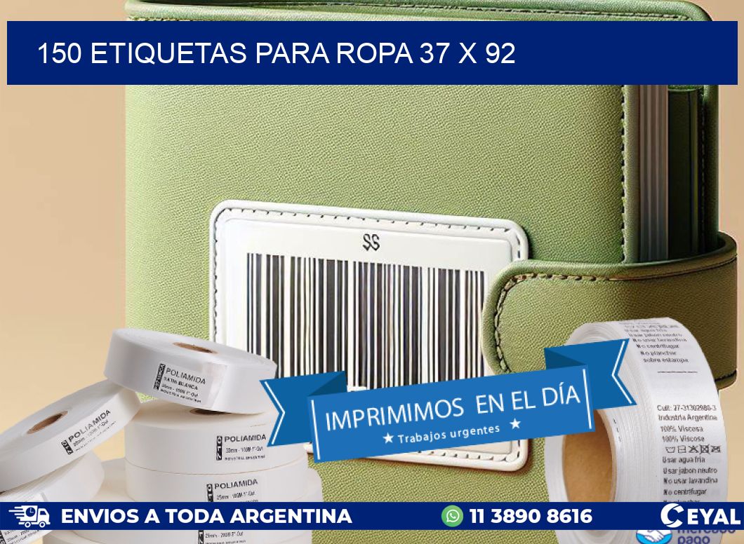150 ETIQUETAS PARA ROPA 37 x 92