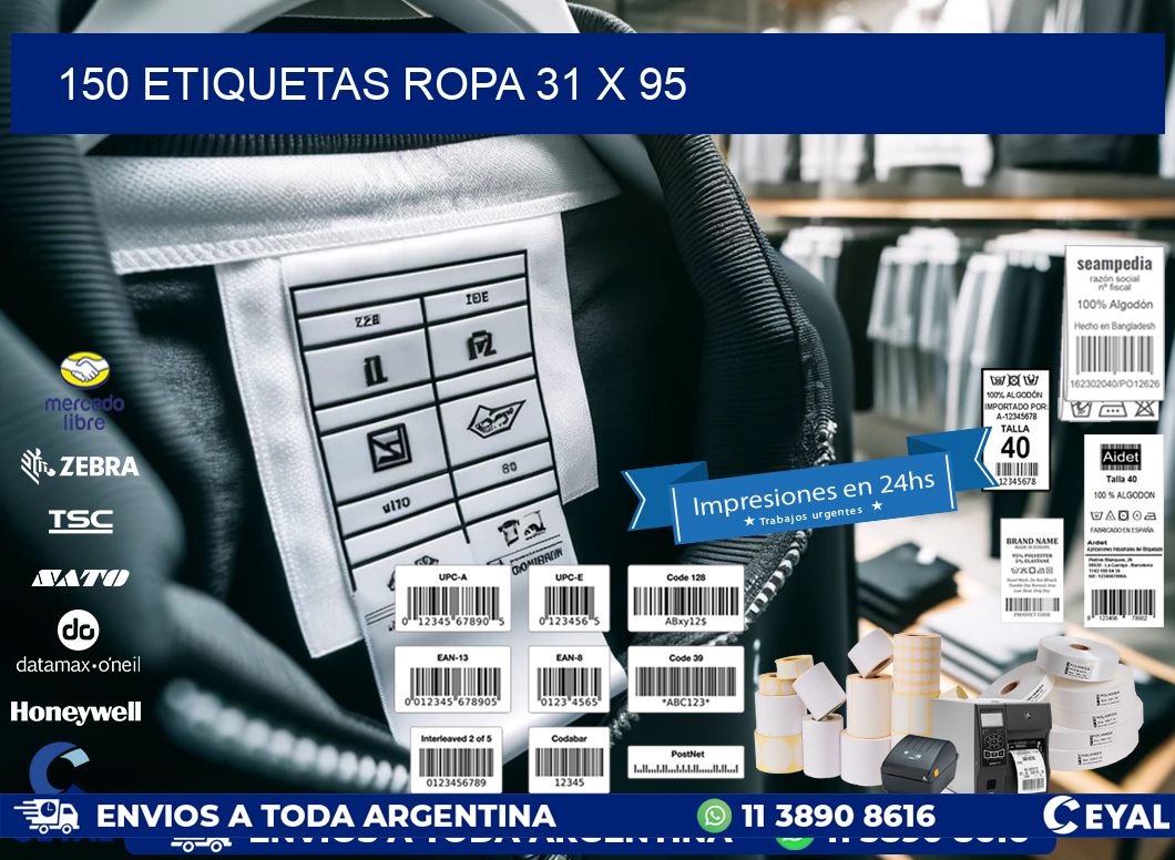 150 ETIQUETAS ROPA 31 x 95