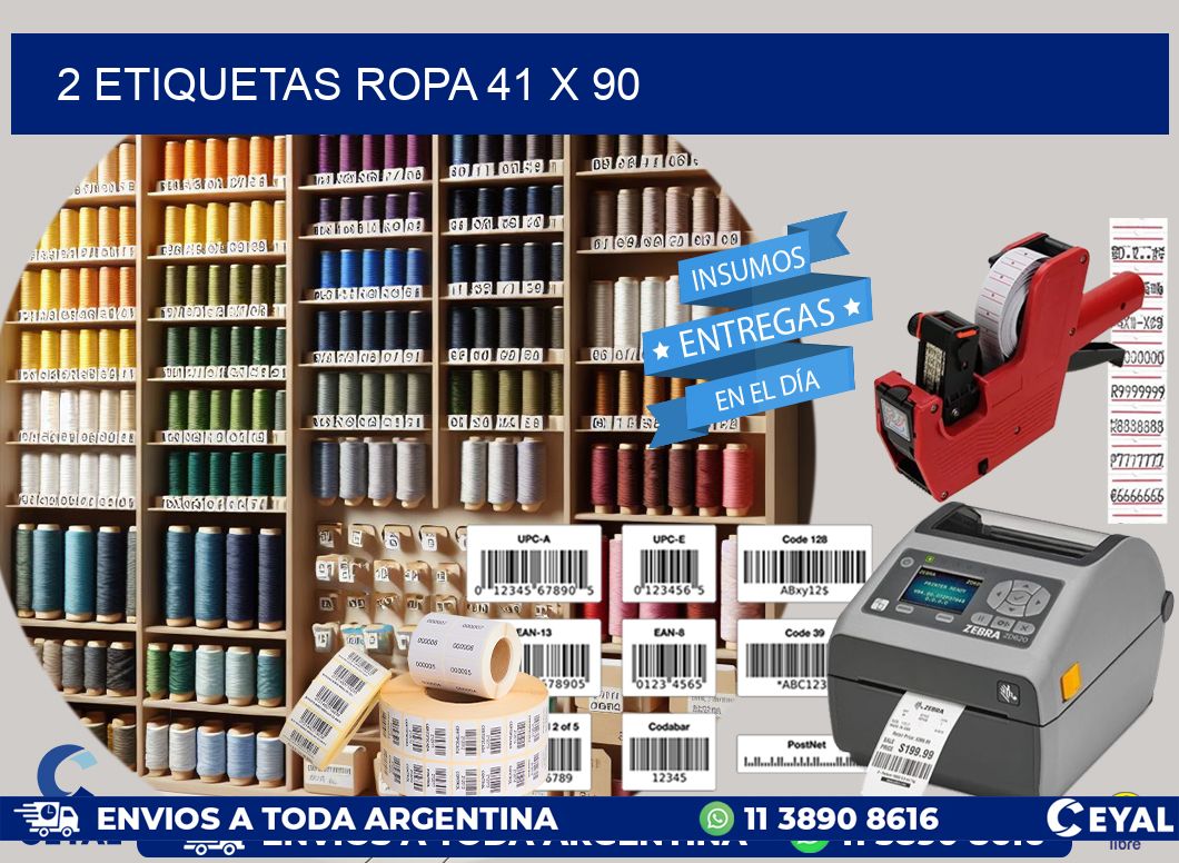 2 ETIQUETAS ROPA 41 x 90