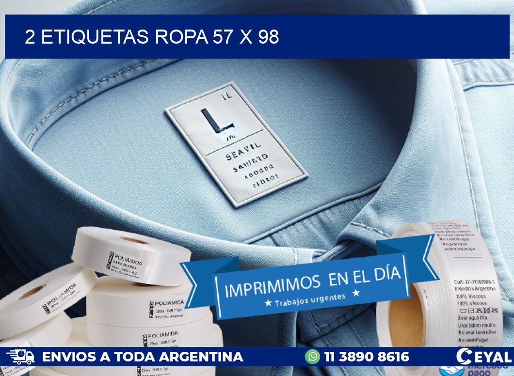 2 ETIQUETAS ROPA 57 x 98