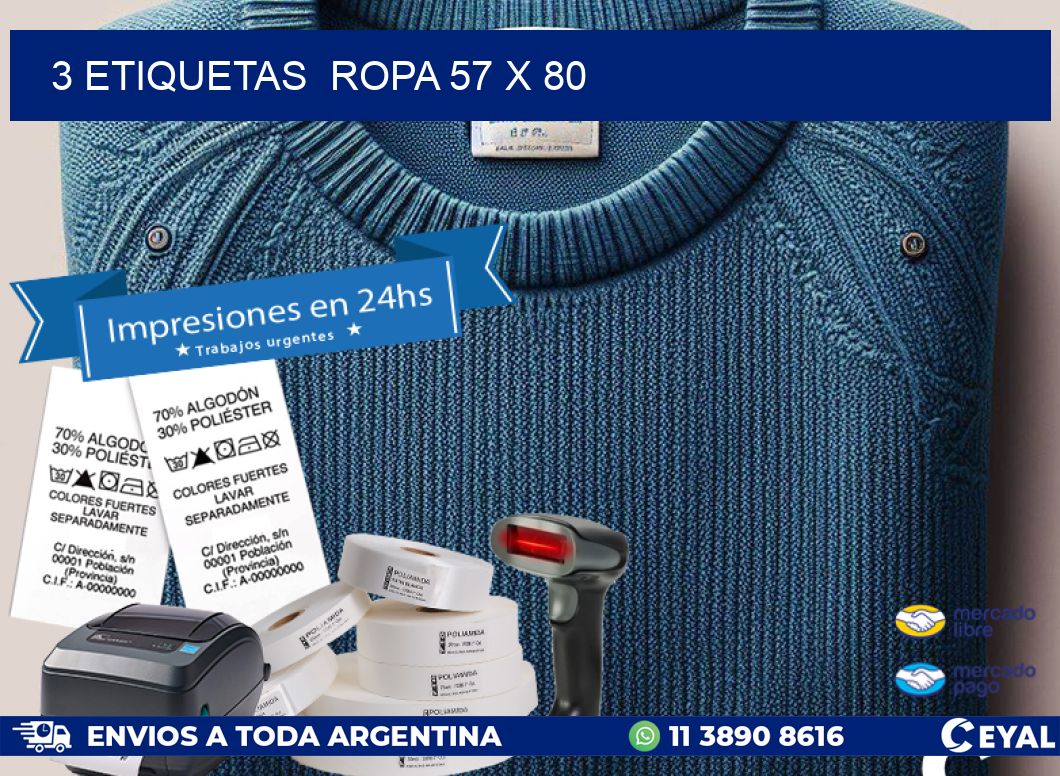 3 ETIQUETAS  ROPA 57 x 80
