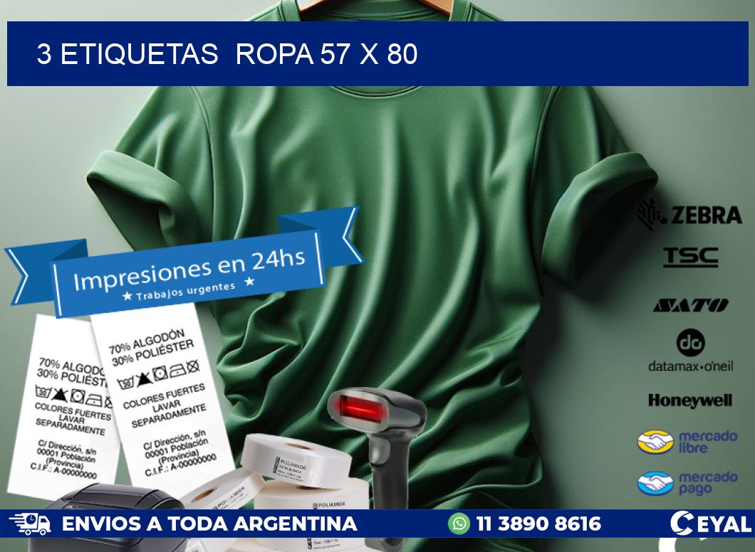 3 ETIQUETAS  ROPA 57 x 80
