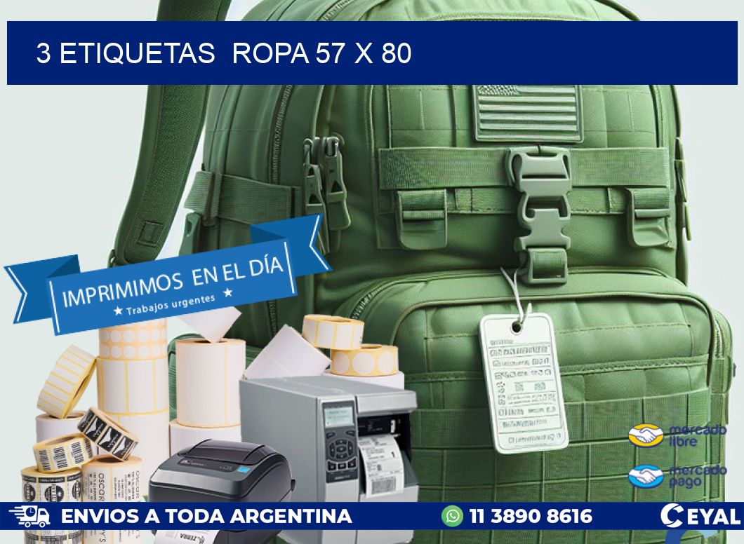 3 ETIQUETAS  ROPA 57 x 80