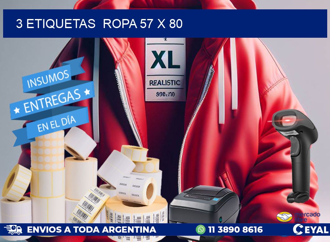 3 ETIQUETAS  ROPA 57 x 80
