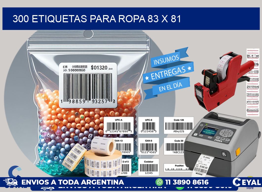 300 ETIQUETAS PARA ROPA 83 x 81