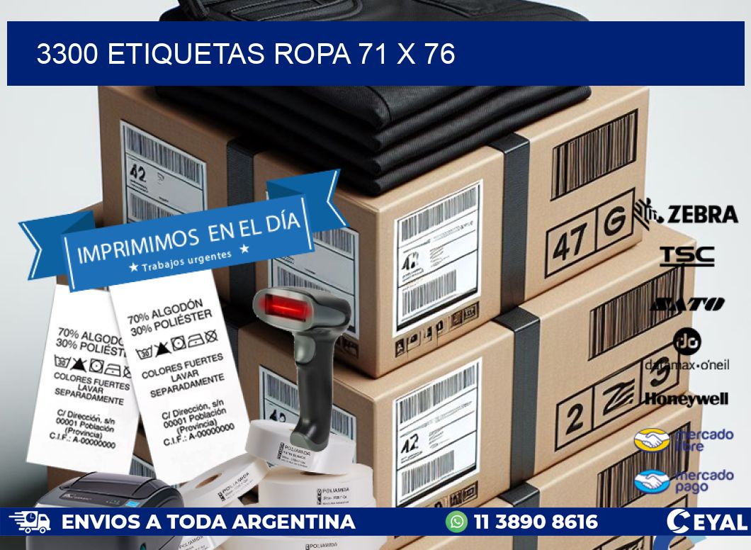 3300 ETIQUETAS ROPA 71 x 76