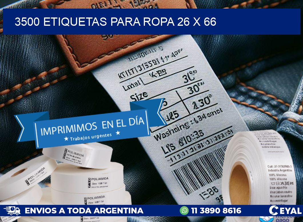3500 ETIQUETAS PARA ROPA 26 x 66