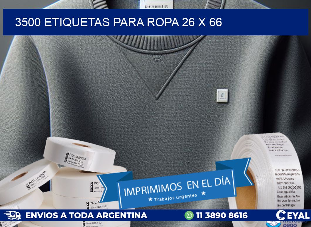 3500 ETIQUETAS PARA ROPA 26 x 66