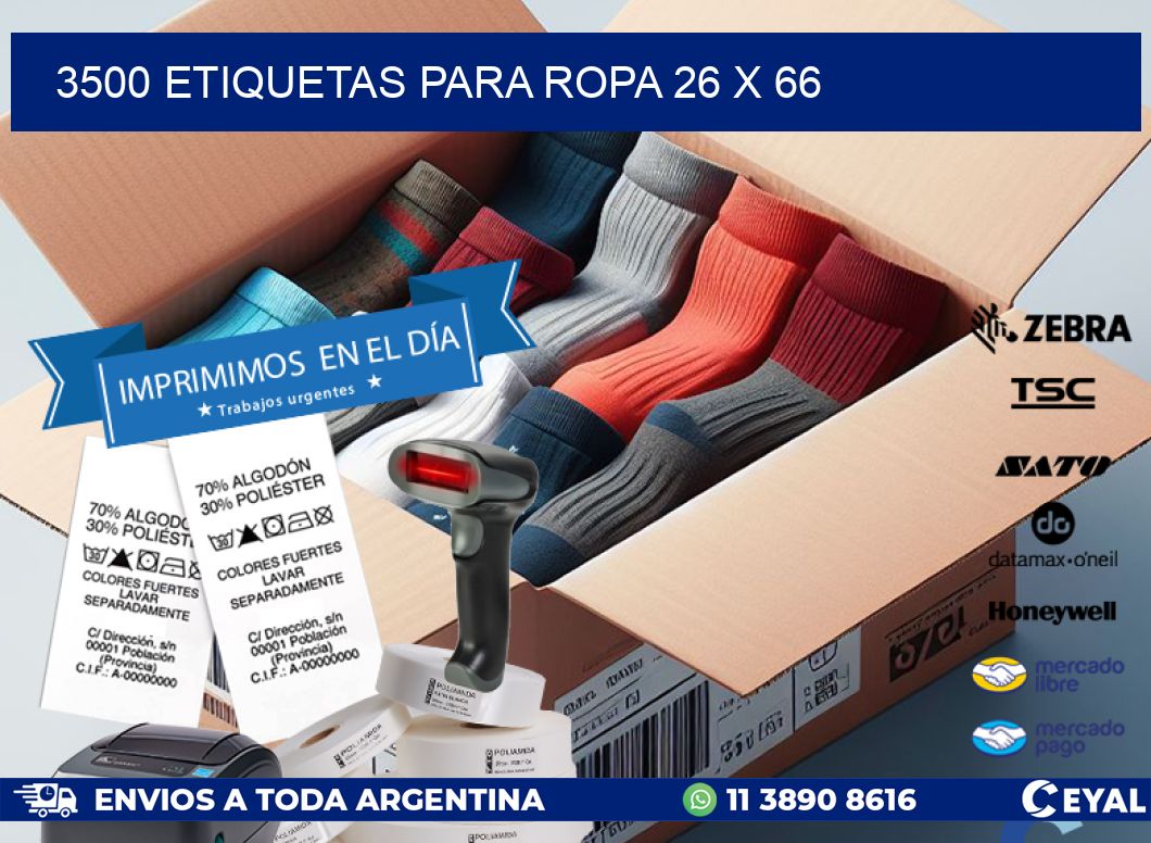 3500 ETIQUETAS PARA ROPA 26 x 66