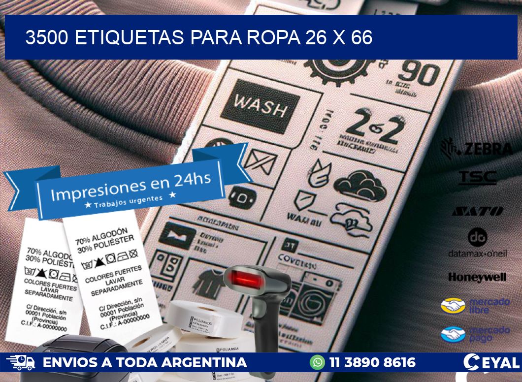 3500 ETIQUETAS PARA ROPA 26 x 66