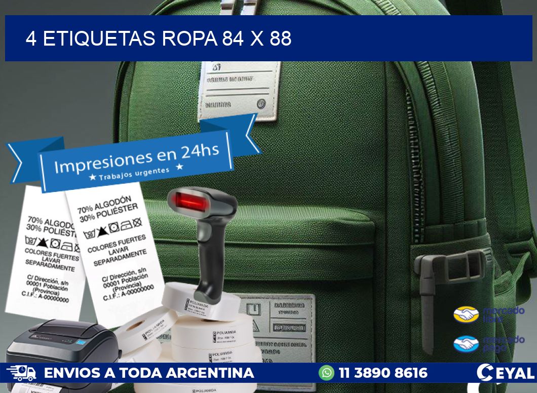 4 ETIQUETAS ROPA 84 x 88
