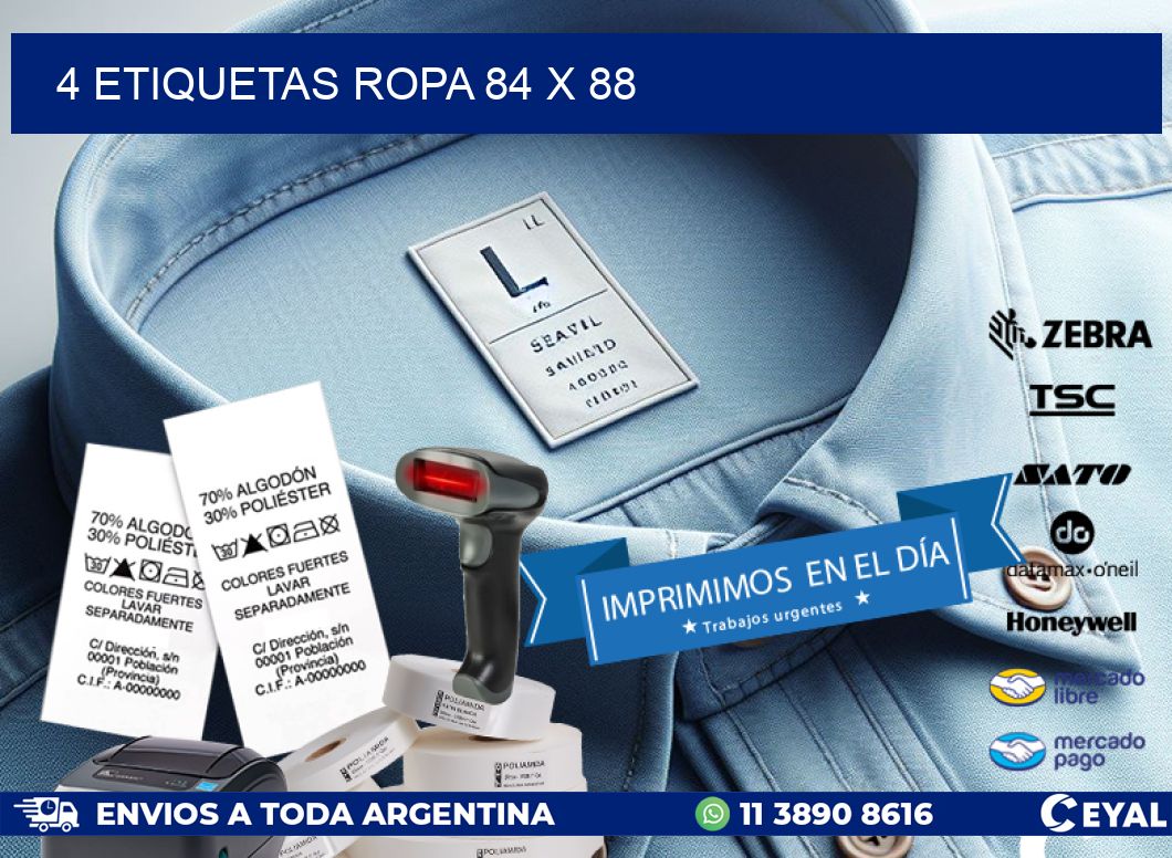 4 ETIQUETAS ROPA 84 x 88