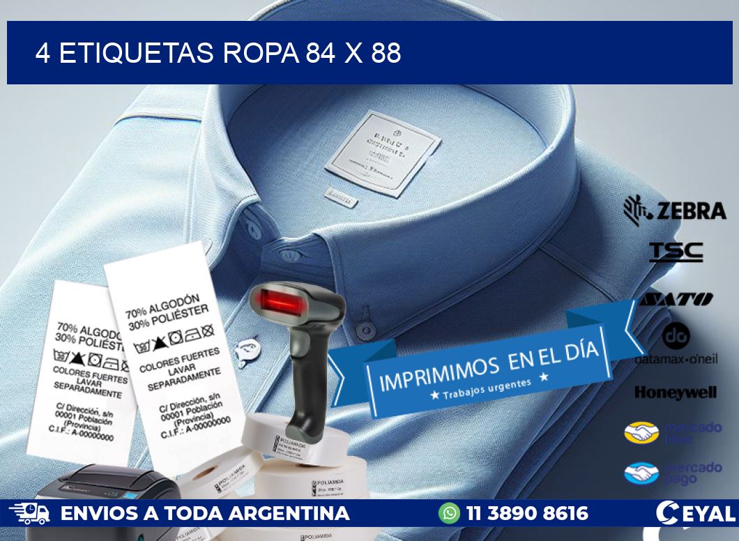 4 ETIQUETAS ROPA 84 x 88