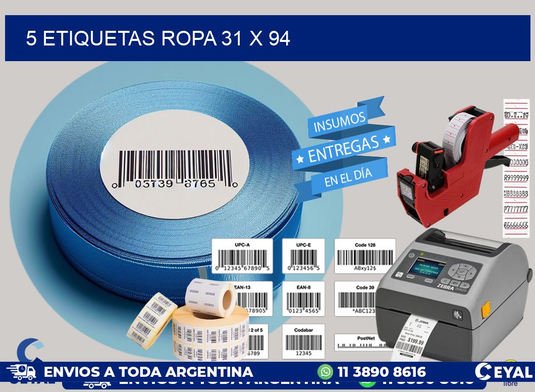 5 ETIQUETAS ROPA 31 x 94