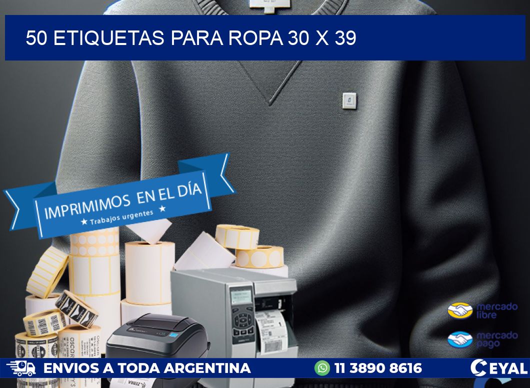 50 ETIQUETAS PARA ROPA 30 x 39