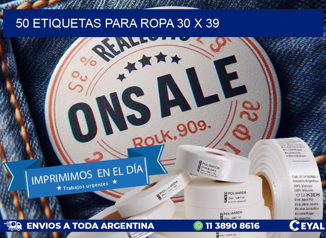 50 ETIQUETAS PARA ROPA 30 x 39