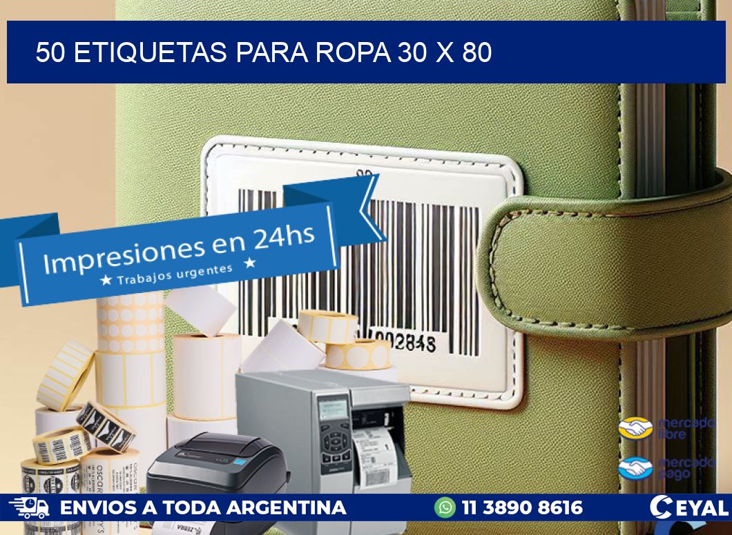 50 ETIQUETAS PARA ROPA 30 x 80