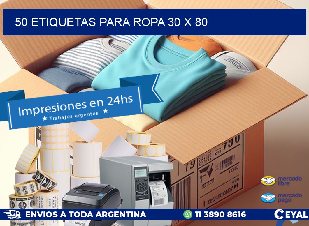 50 ETIQUETAS PARA ROPA 30 x 80