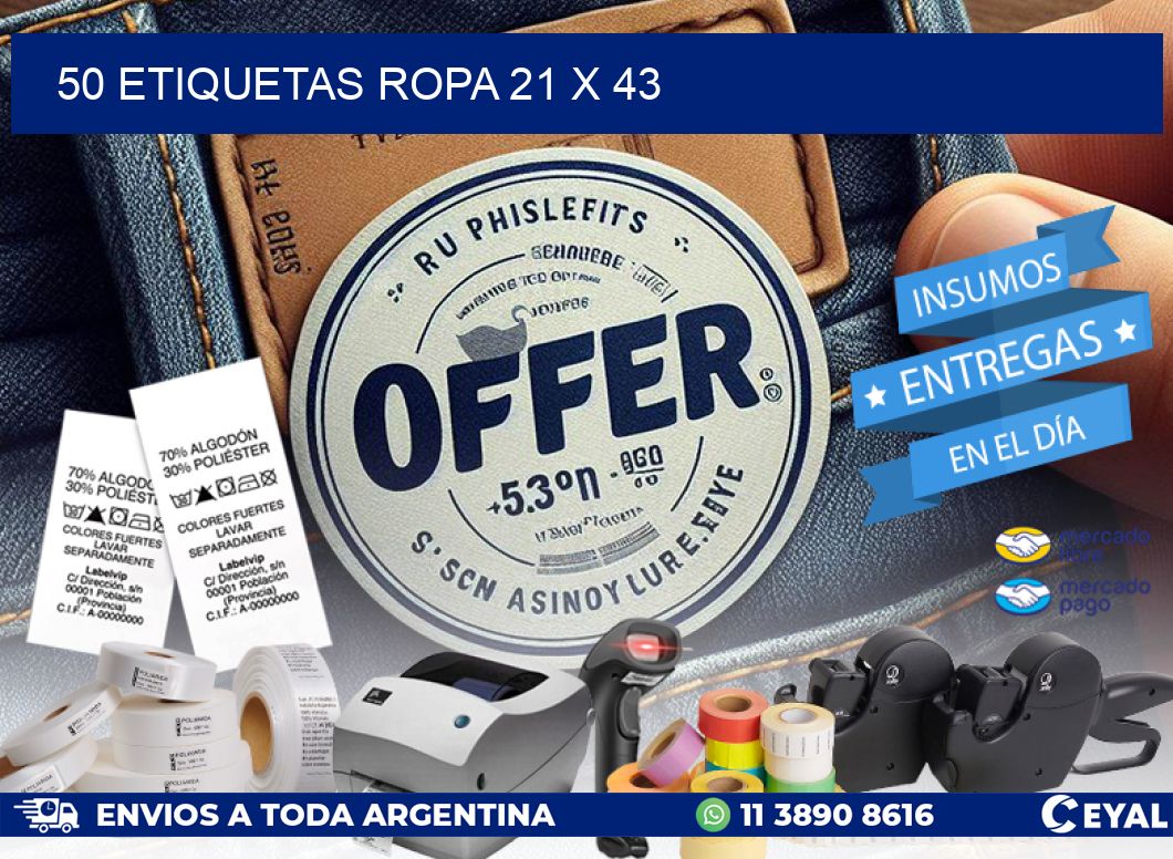 50 ETIQUETAS ROPA 21 x 43