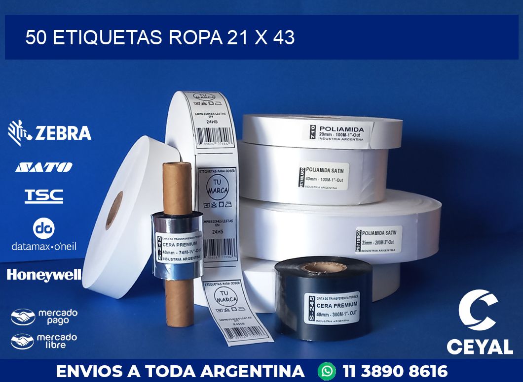50 ETIQUETAS ROPA 21 x 43