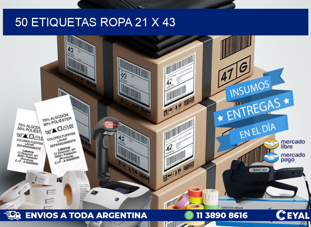 50 ETIQUETAS ROPA 21 x 43
