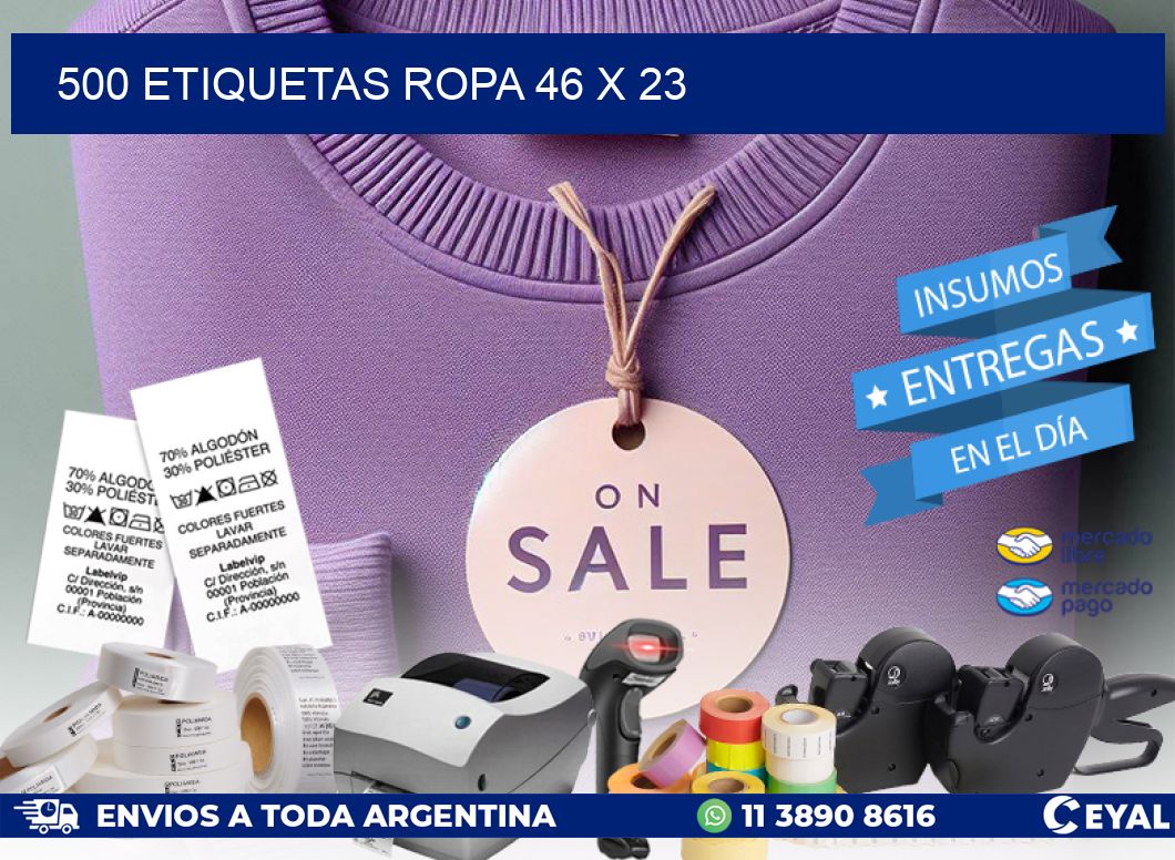 500 ETIQUETAS ROPA 46 x 23