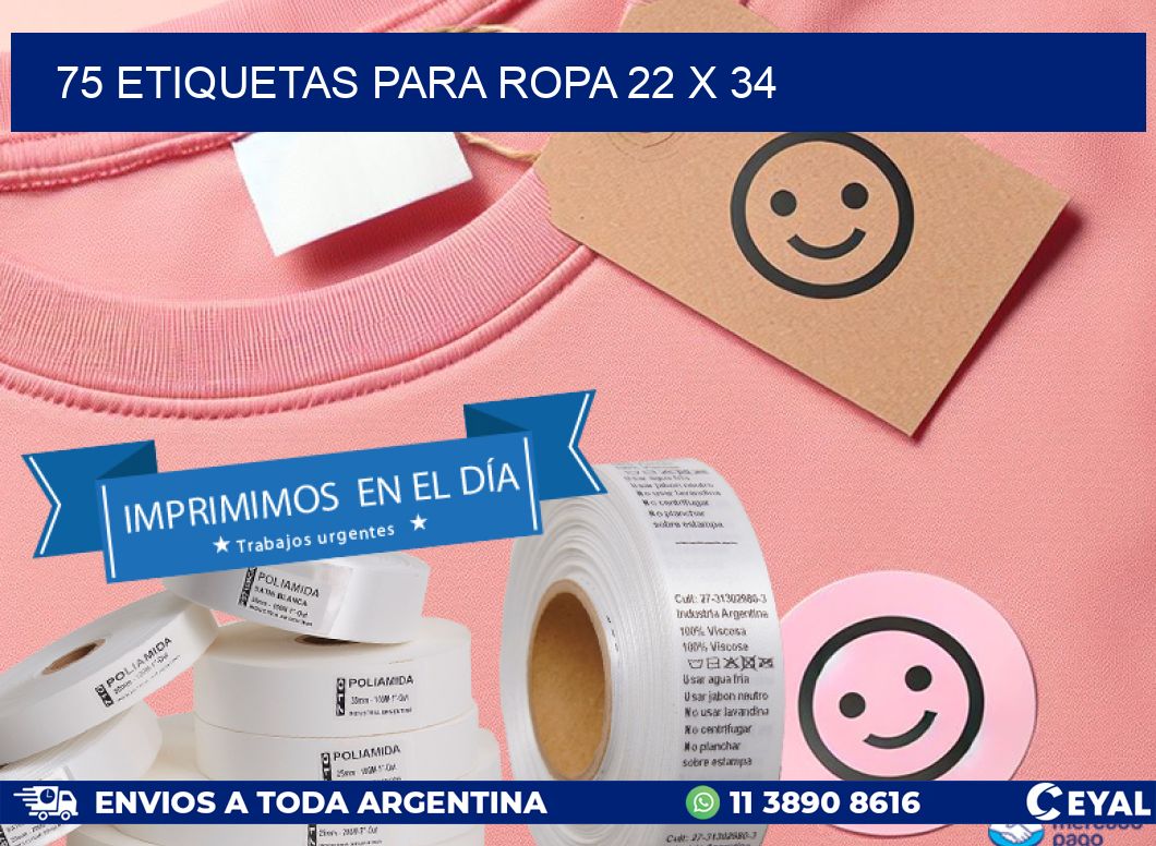 75 ETIQUETAS PARA ROPA 22 x 34
