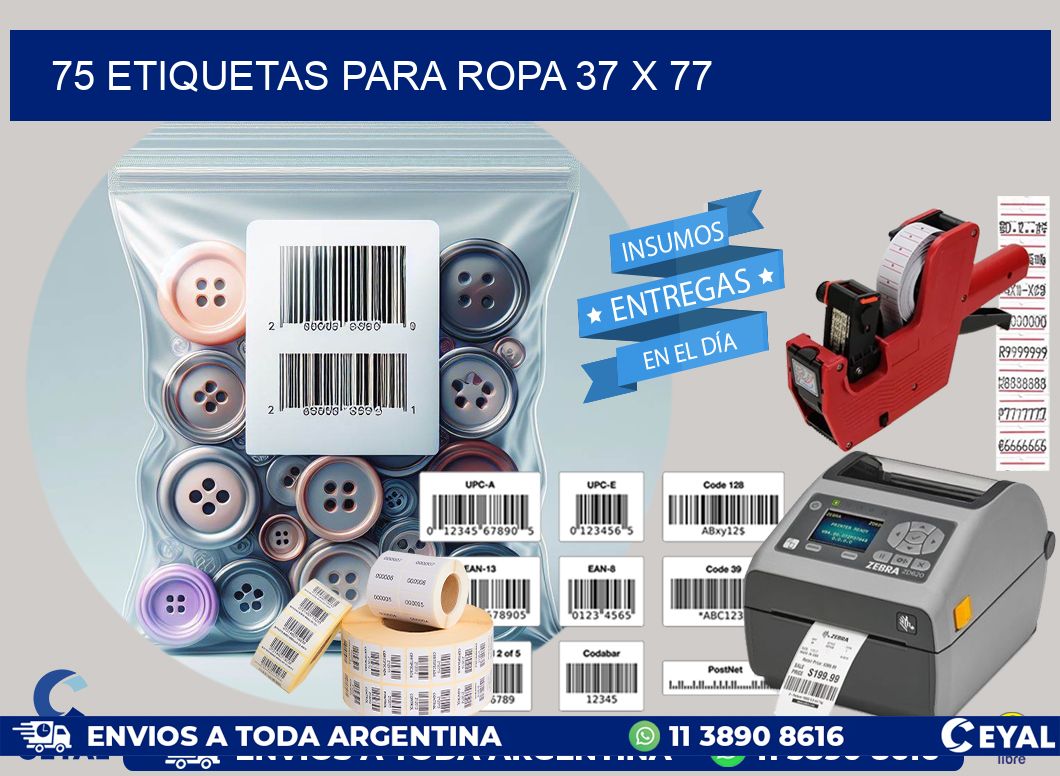 75 ETIQUETAS PARA ROPA 37 x 77