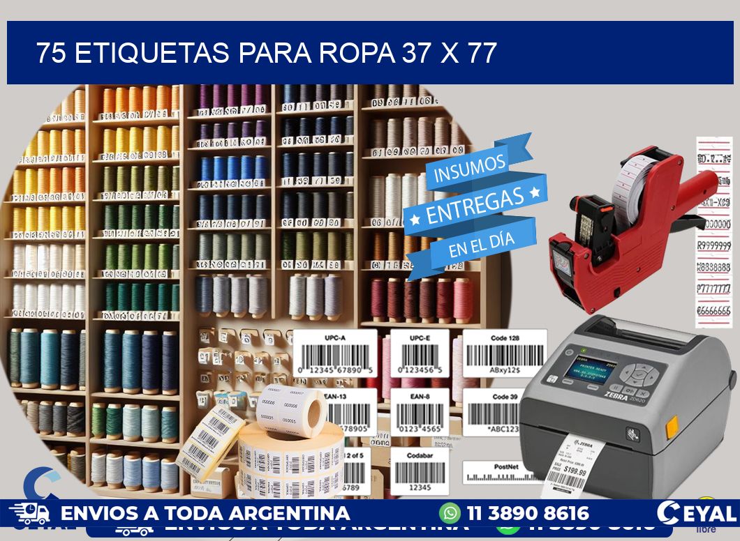 75 ETIQUETAS PARA ROPA 37 x 77