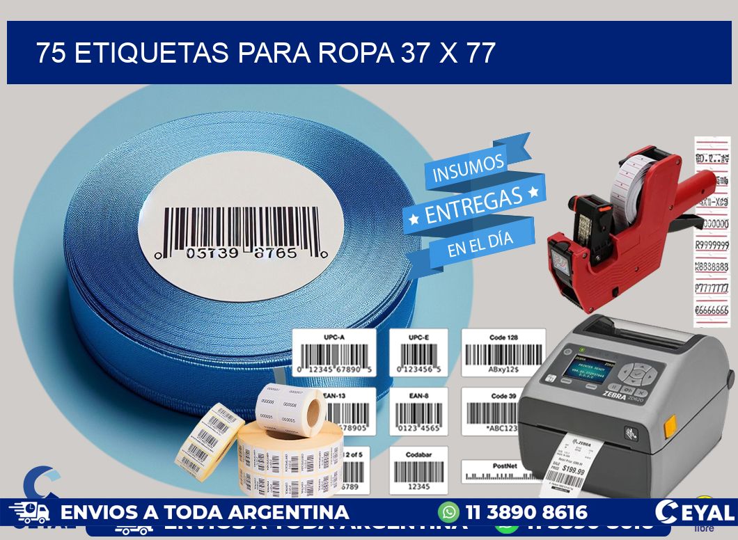75 ETIQUETAS PARA ROPA 37 x 77