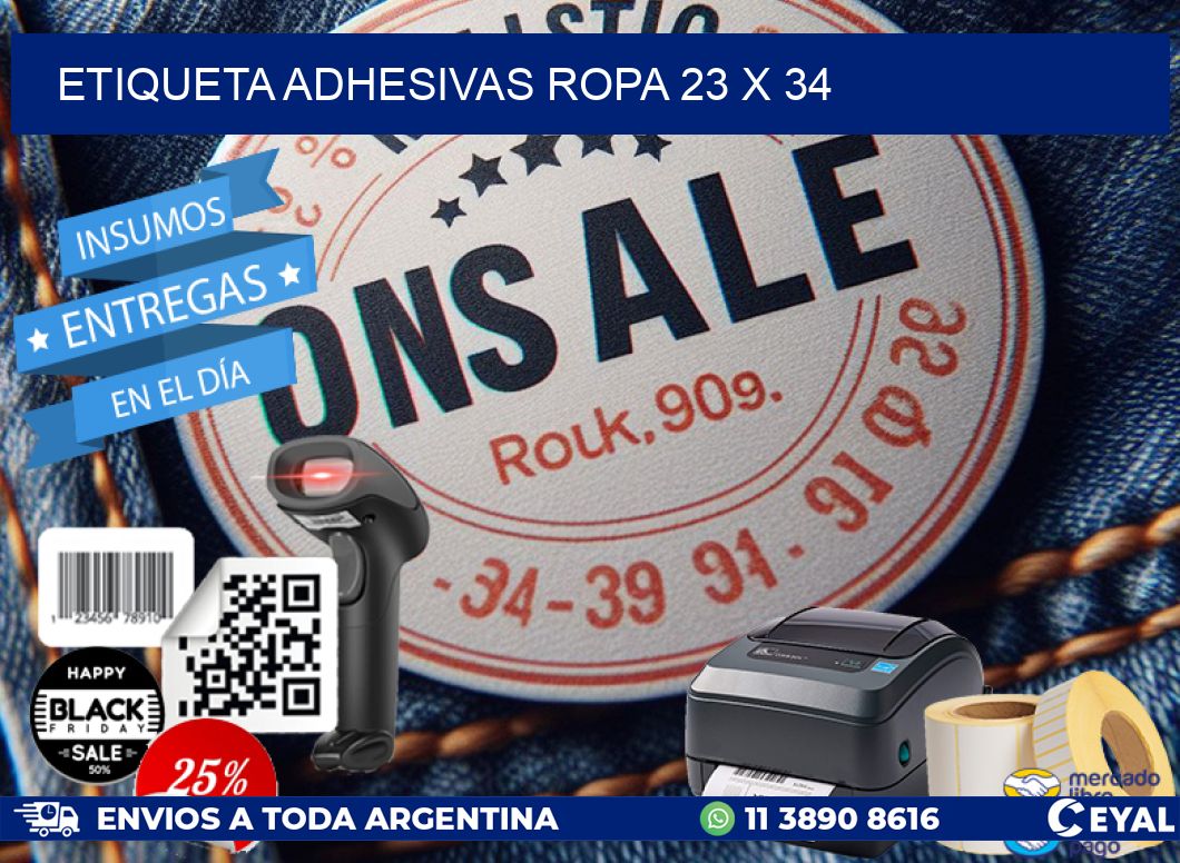 ETIQUETA ADHESIVAS ROPA 23 x 34