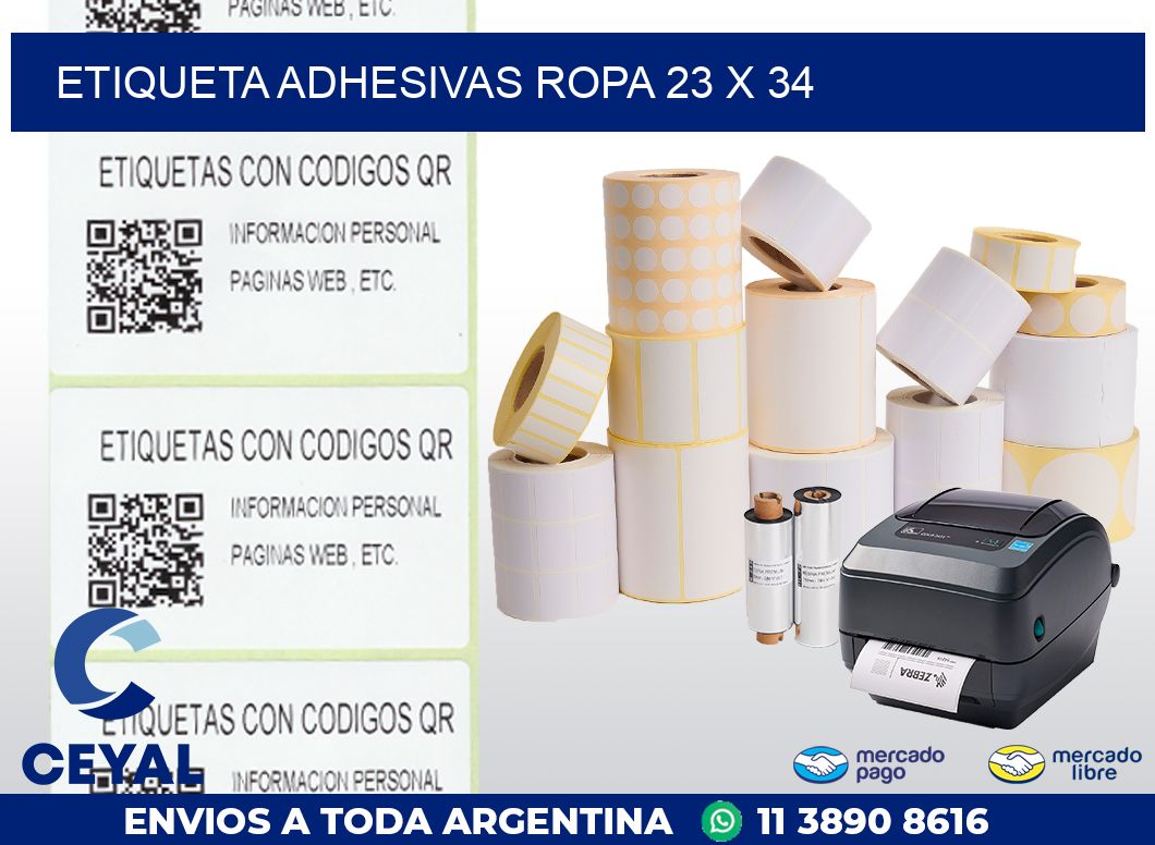 ETIQUETA ADHESIVAS ROPA 23 x 34