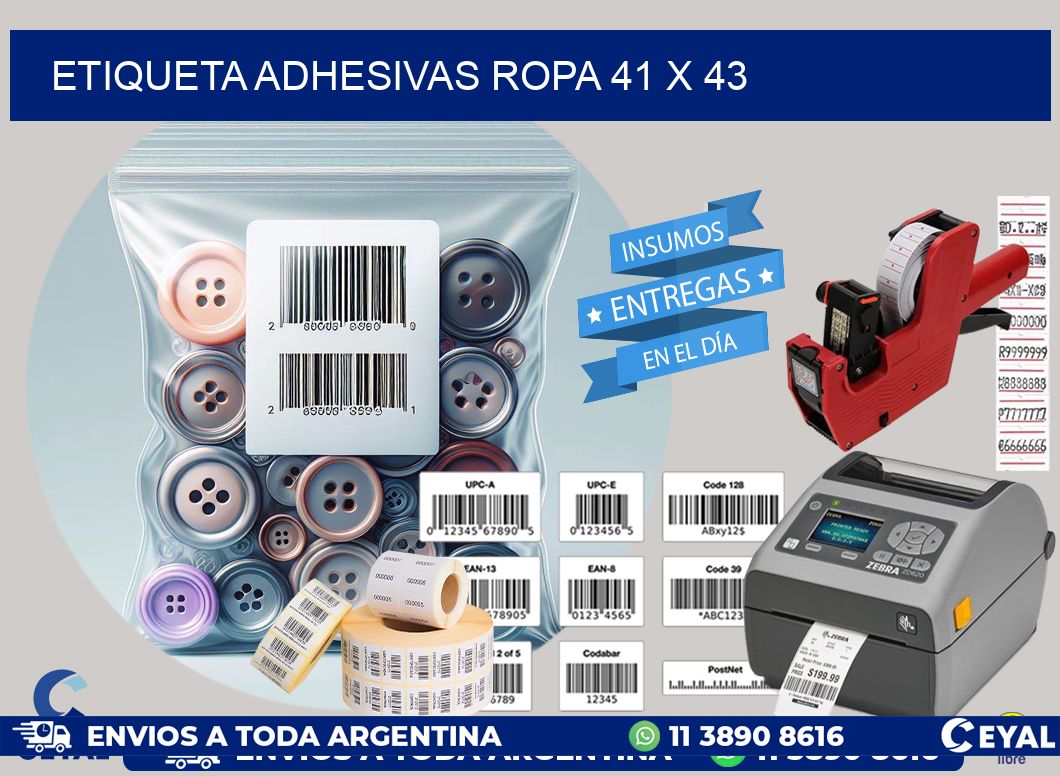 ETIQUETA ADHESIVAS ROPA 41 x 43