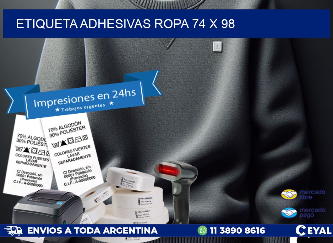 ETIQUETA ADHESIVAS ROPA 74 x 98