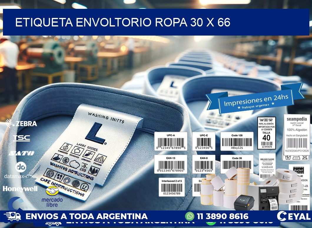ETIQUETA ENVOLTORIO ROPA 30 x 66