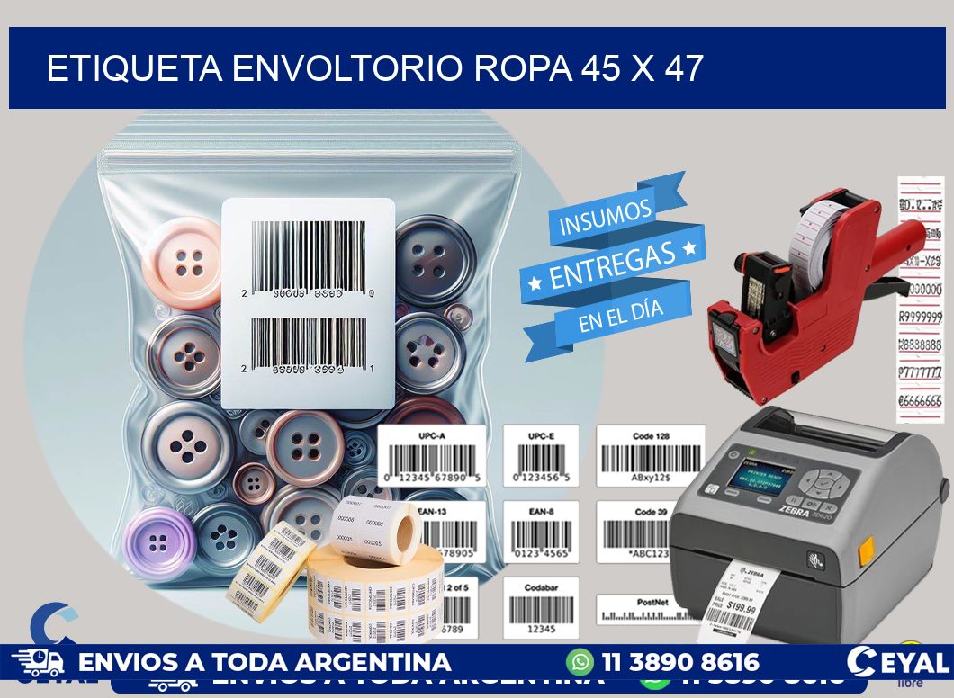ETIQUETA ENVOLTORIO ROPA 45 x 47