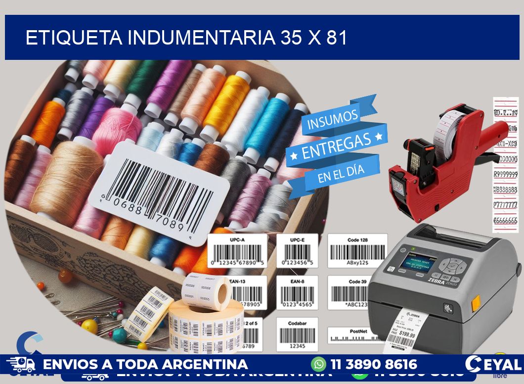 ETIQUETA INDUMENTARIA 35 x 81