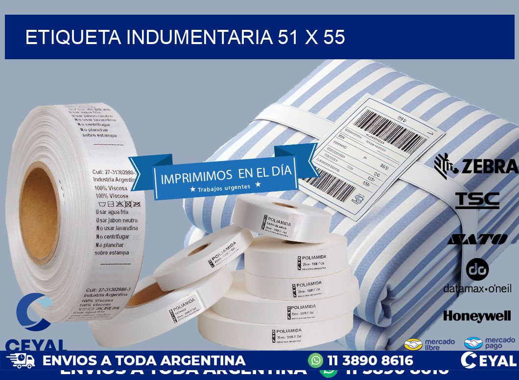 ETIQUETA INDUMENTARIA 51 x 55