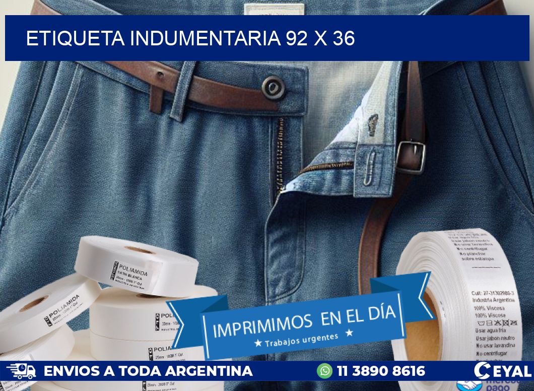 ETIQUETA INDUMENTARIA 92 x 36