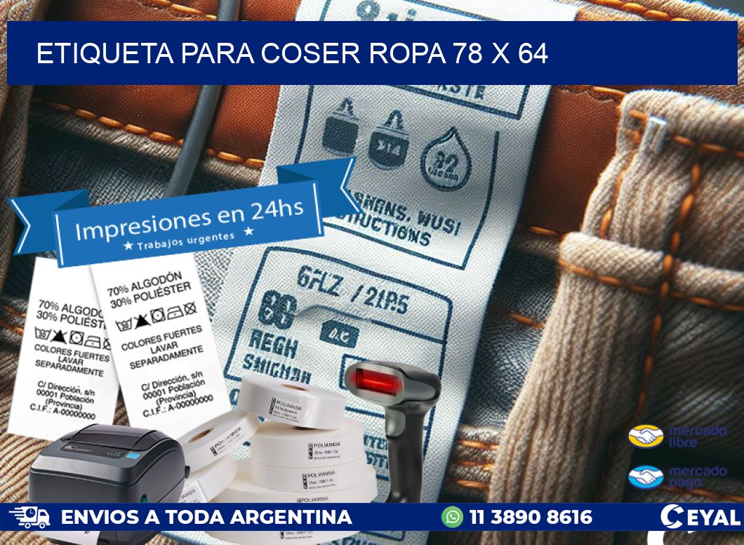 ETIQUETA PARA COSER ROPA 78 x 64