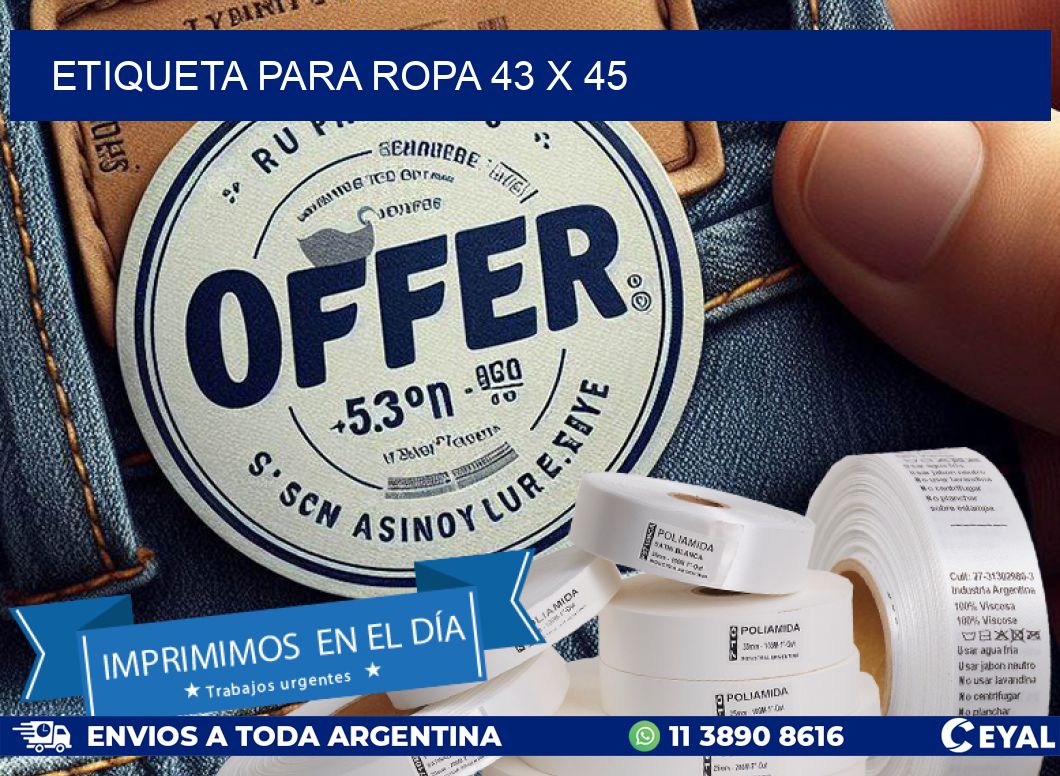 ETIQUETA PARA ROPA 43 x 45
