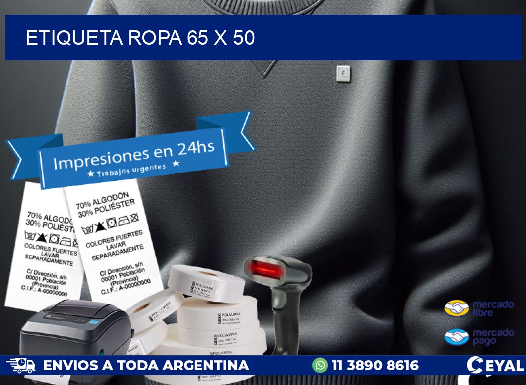 ETIQUETA ROPA 65 x 50